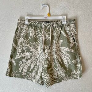 NWT- American Eagle Outfitters Olive and Cream Patterned Linen Mix Shorts